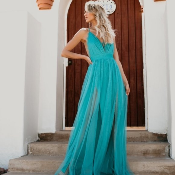 Red Dress Boutique Dresses & Skirts - TEAL LACE GOWN